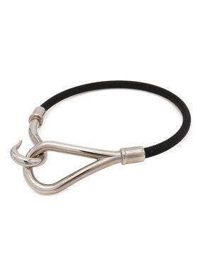 Hermes Jumbo Bracelet Nylon Cord Black Silver